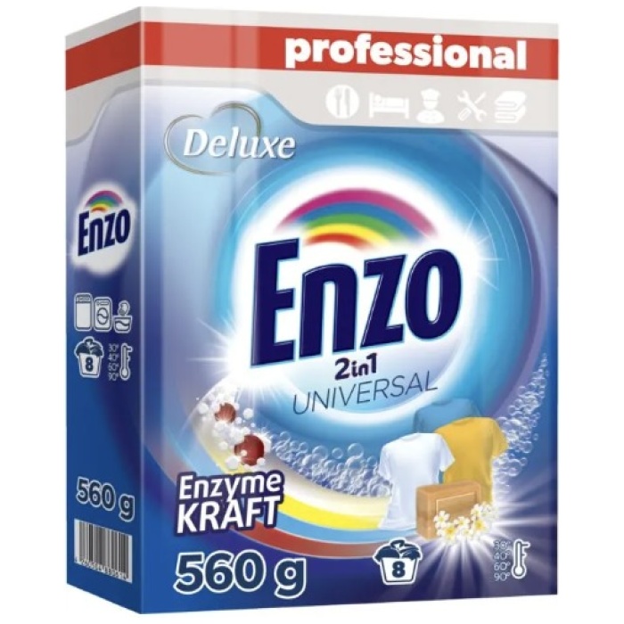 Deluxe Enzo Professional 2v1 univerzálny prací prášok 8 praní 560 g