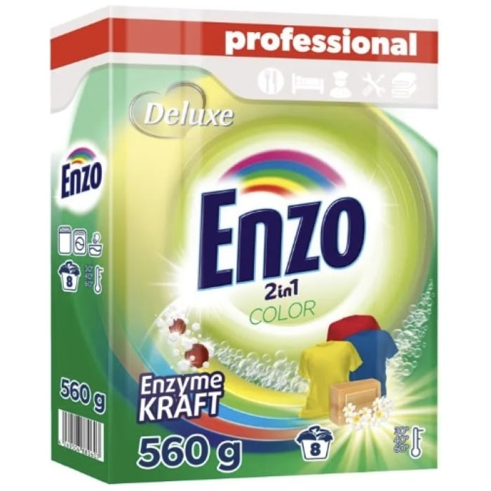 Deluxe Enzo Professional 2v1 prací prášok na farebnú bielizeň 8 praní 560 g