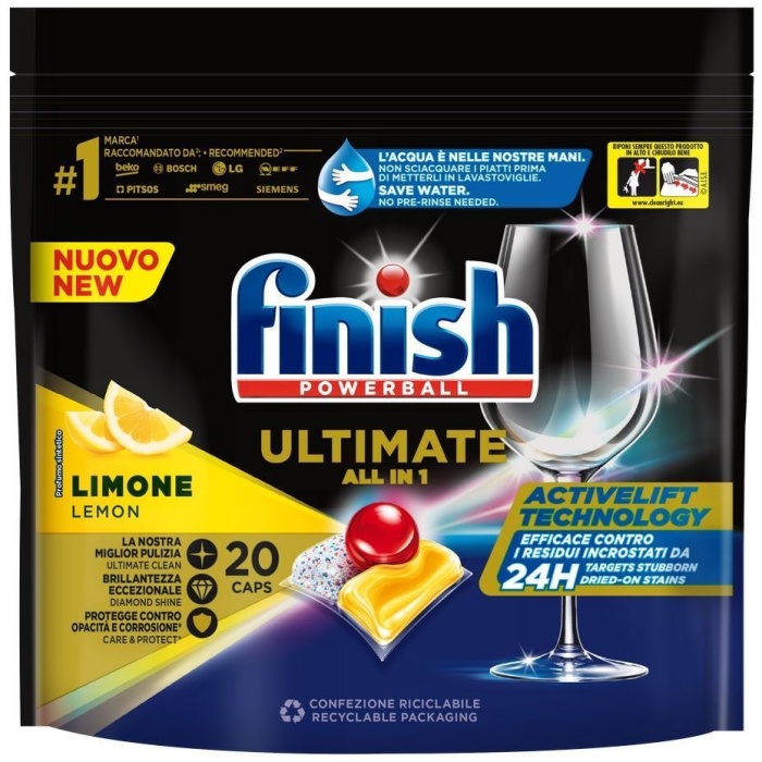 Finish Powerball Ultimate All in 1 Lemon tablety do umývačky riadu 20 ks