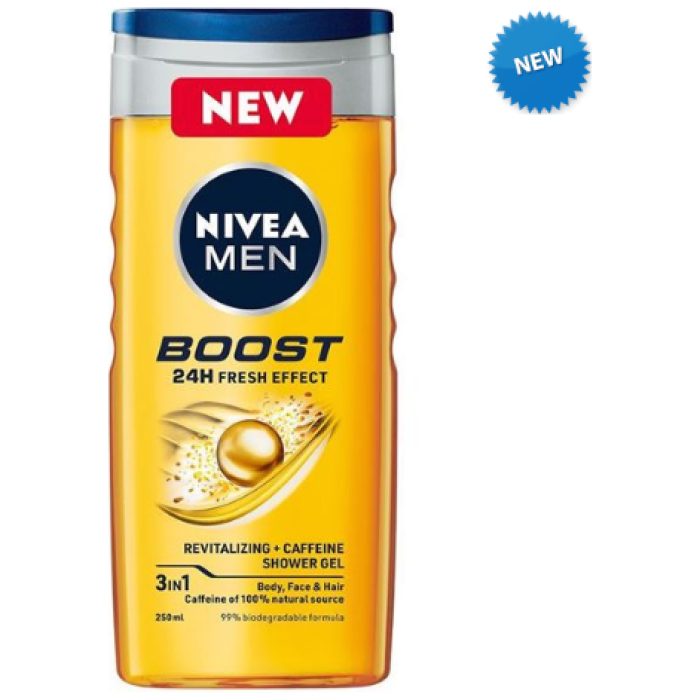 Nivea Boost 3v1 pánsky šampón a sprchový gél 250 ml