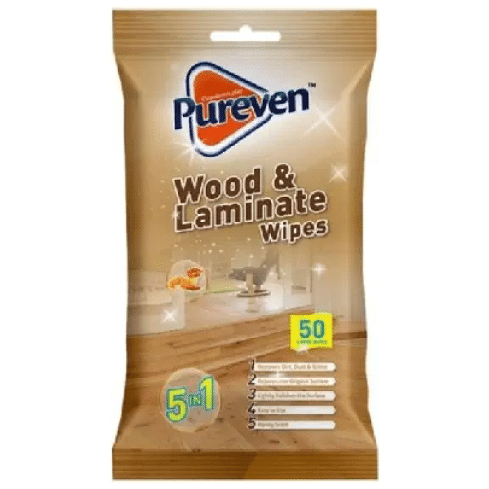 Pureven Wood&Laminate Wipes čistiace obrúsky na drevo 50 ks