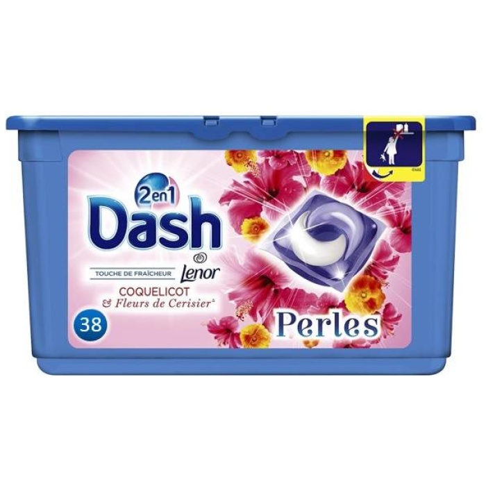 Dash Lenor 2v1 kapsulky na pranie Coquelicot-vôňa makových kvetov 38 kusov
