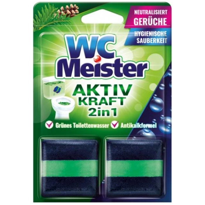 WC Meister Aktiv Kraft 2v1 čistiace tablety farbiace vodu 2x50g