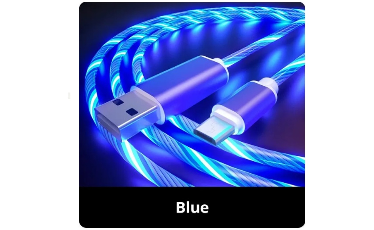 Kábel svietiaci USB s koncovkou C - LED na modro 2m