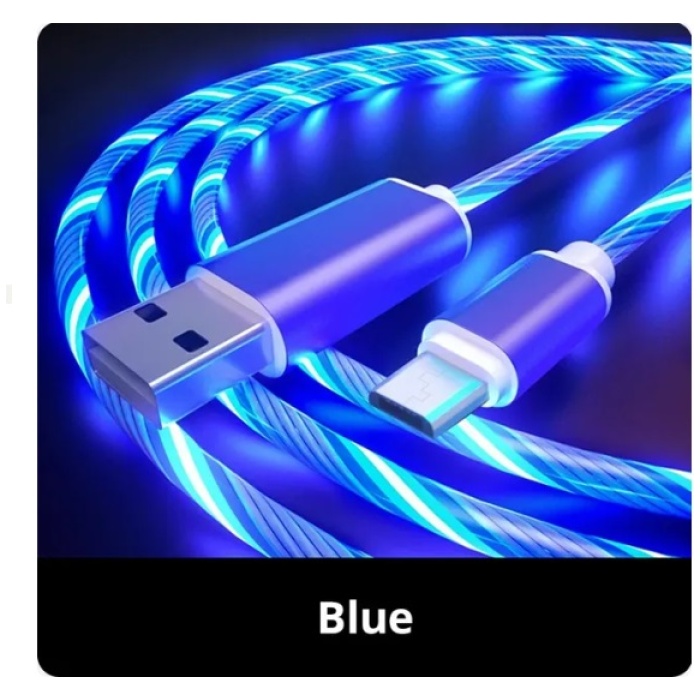 Kábel svietiaci USB s koncovkou C - LED na modro 2m